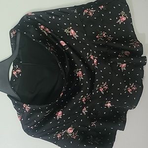 Forever21 Floral Mini Skirt, Size Large, Color Black Floral